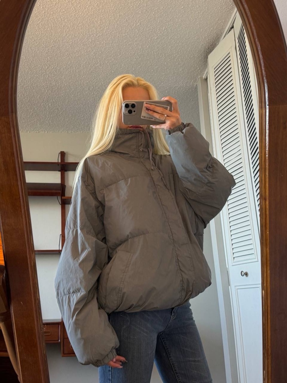 Essentials Fear of God Oversized Puffer Jacket in Gray